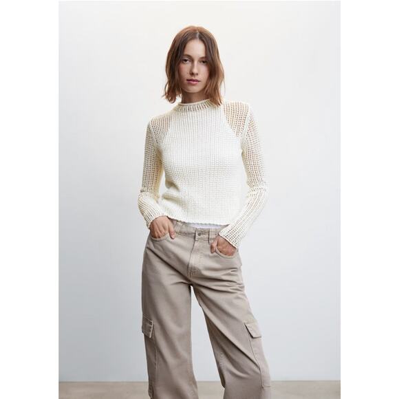 MANGO Openwork Sweater With Perkins Collar - XXL - Picture 4 of 6